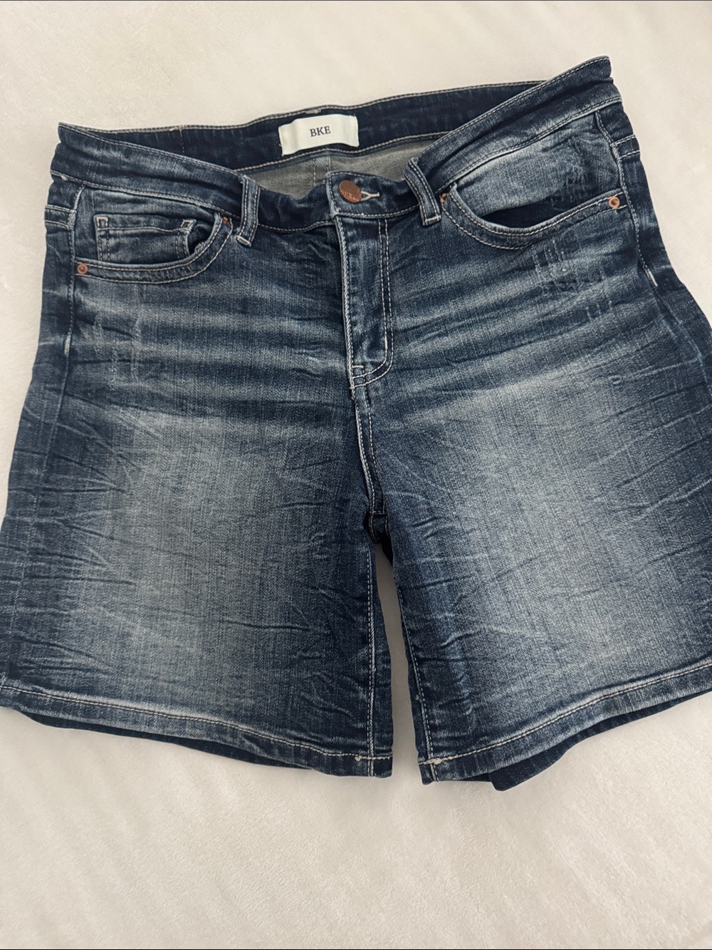 BKE Women's Faded Blue Denim Jean Shorts